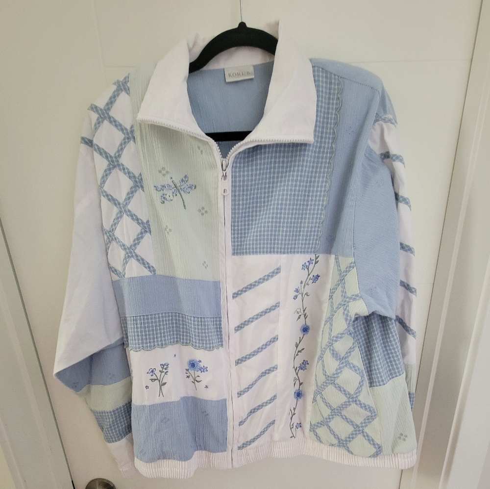 Vintage Blue and White Patchwork Jacket